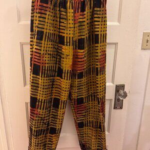 Fahari Bazaar lazy pants, M, yellow, black, red